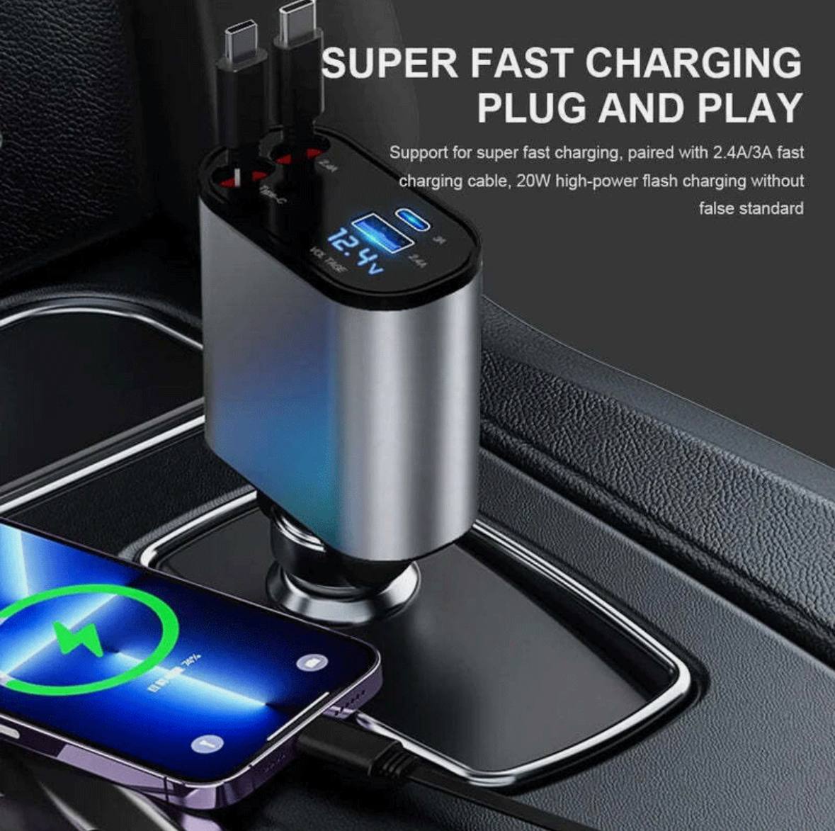 AutoPulse™ 4 in 1 - 100watt Car Charger Phone