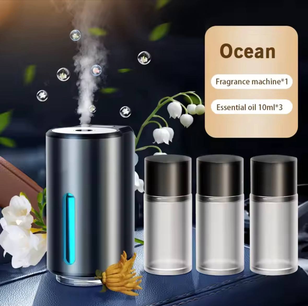 AutoPulse™ Car Aroma Diffuser with Essential Oil Bottles – Stylish Air Freshener