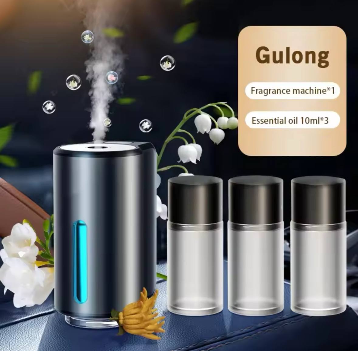 AutoPulse™ Car Aroma Diffuser with Essential Oil Bottles – Stylish Air Freshener