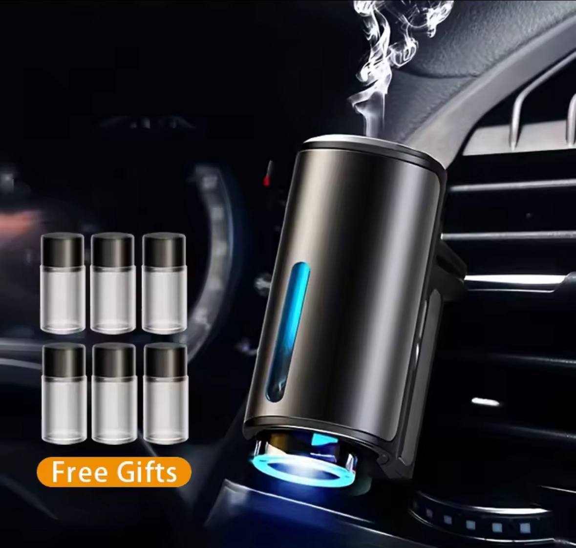 AutoPulse™ Car Aroma Diffuser with Essential Oil Bottles – Stylish Air Freshener