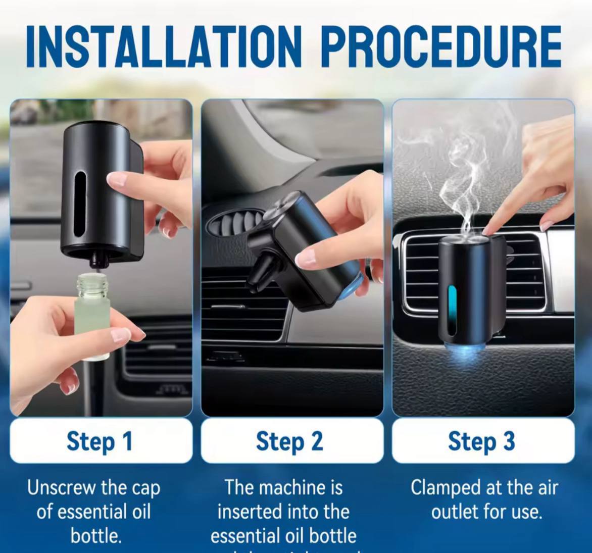 AutoPulse™ Car Aroma Diffuser with Essential Oil Bottles – Stylish Air Freshener